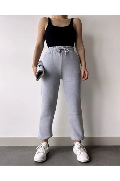 EXPECTED Γκρι Basic Jogger πλεκτό φούτερ με φλις εσωτερικά 2 κλωστές