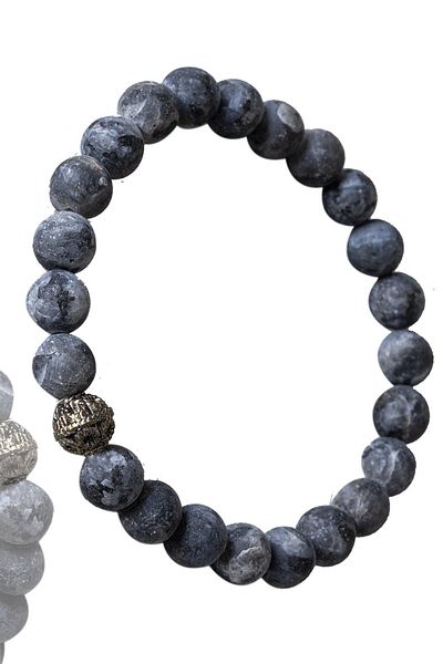 Tesbih Atölyesi Certified Raw Unprocessed Iolite Stone Bracelet - With Silver Device