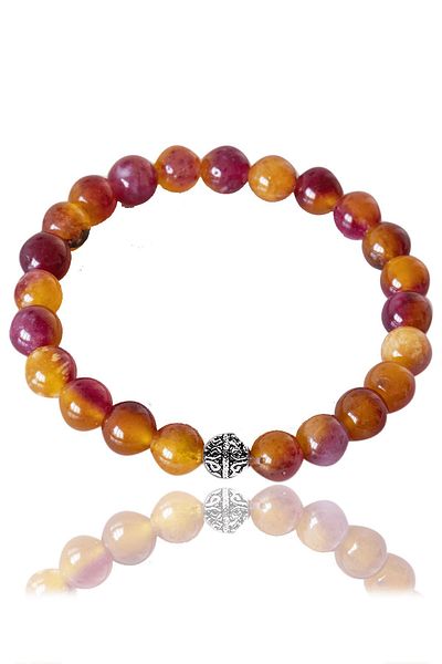 Tesbih Atölyesi Yellow and Purple Quartz Stone Silver Bracelet - Certified