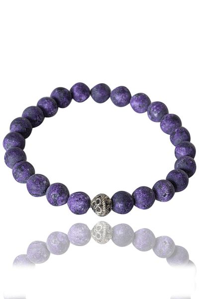 Tesbih Atölyesi Certified Raw Unprocessed Charoite Stone Bracelet - Dark Color