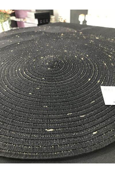 ACAR 6 bucăți rotund negru colorat auriu detaliat farfurie diametru 38 cm produs original de serviciu american