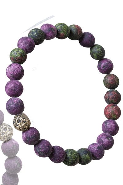 Tesbih Atölyesi Certified Raw Unprocessed Unakite - Charoite Stone Bracelet
