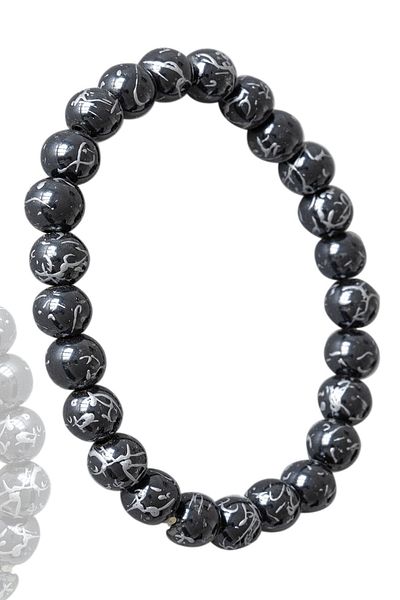 Tesbih Atölyesi Certified Special Design Silver Hematite Stone Bracelet