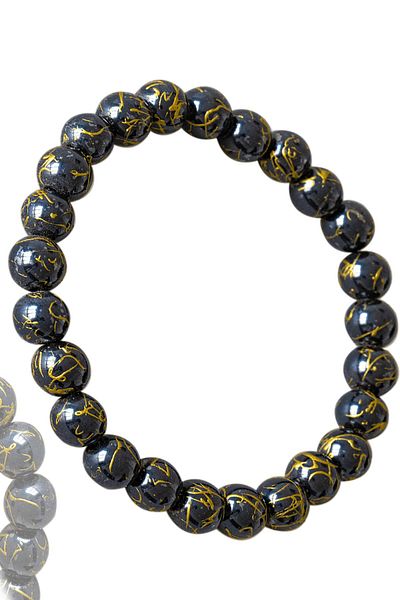 Tesbih Atölyesi Certified Special Design Gold Hematite Stone Bracelet