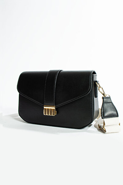 Lifonbag Kadın Siyah Uzun Çapraz Askılı 3 Bölmeli Omuz Çantası Milano