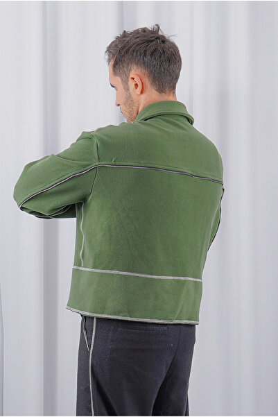 LoFiBuy Unisex Oversize Arka Fermuar Detaylı Kısa Kaşe Ceket – Pocket