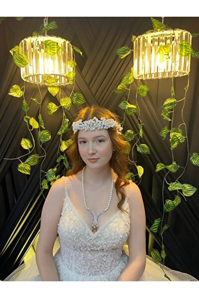 ecrin tuhafiye hobi İncili Gelin Tacı Saç Aksesuarı