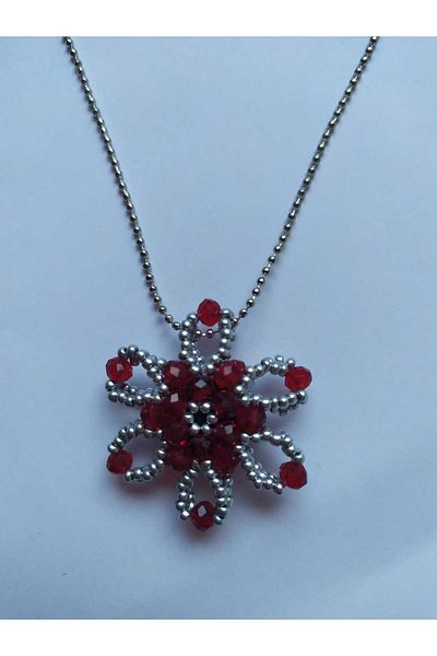 Sam Snowflake Cevşen Necklace - Chained / Handcrafted Crystal Bead Knitted /