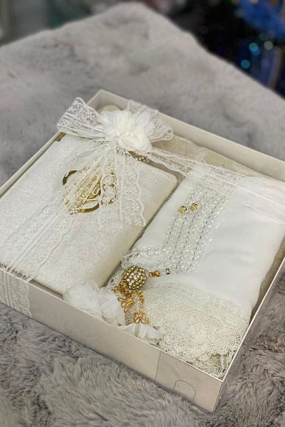 AGH Değerli Hediyeler Prayer Rug Set Bride Groom Bundle Gift Yasin Set