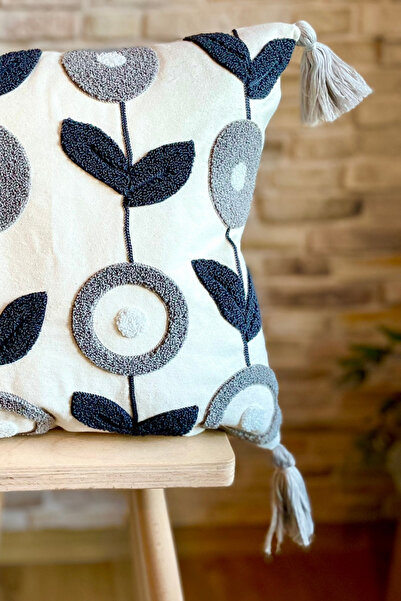 SWITA Κεντητό μονό διακοσμητικό κάλυμμα μαξιλαριού ειδικής σχεδίασης γκρι ριχτάρι (παντζούρι)