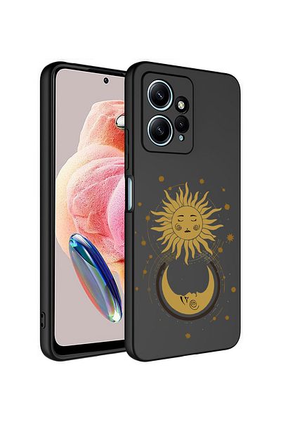Merwish غطاء حماية من السيليكون لهاتف Xiaomi Redmi Note 12 4G متوافق مع نمط الشمس والقمر باللون الأسود