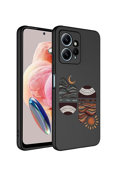Merwish غطاء حماية من السيليكون لهاتف Xiaomi Redmi Note 12 4G متوافق مع غروب الشمس من الداخل مخملي باللون الأسود