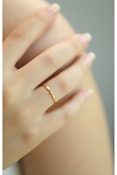 Kuyumcum 14 Ayar Altın Mini Damla Eklem Yüzük, Anneye Eşe Sevgiliye Hediye