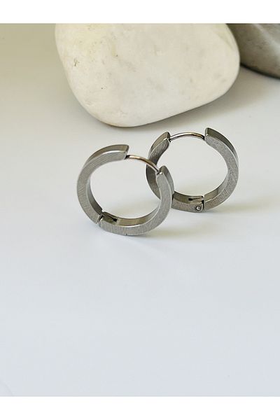 KOALA COMPANY STEEL SILVER COLOR HOOP EARRINGS 2 CM WIDTH