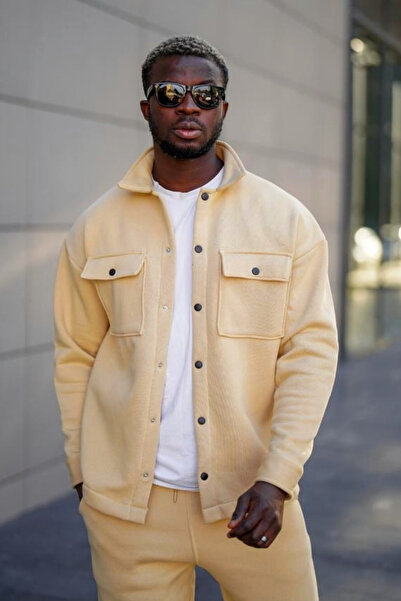 Simyon Styles Erkek Kalın 3 İplik Rahat Çıtçıtlı Gömlek Ceket