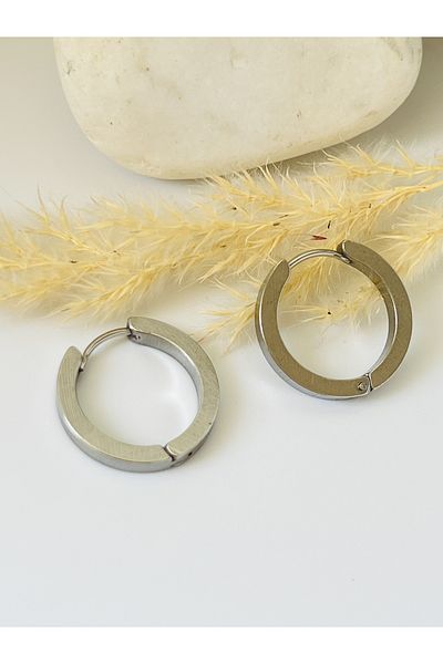 KOALA COMPANY STEEL SILVER COLOR HOOP EARRINGS 2 CM WIDTH