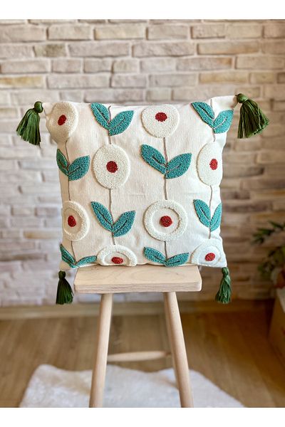 SWITA Single Decorative Special Design Punch Embroidered Throw Pillow Cover
