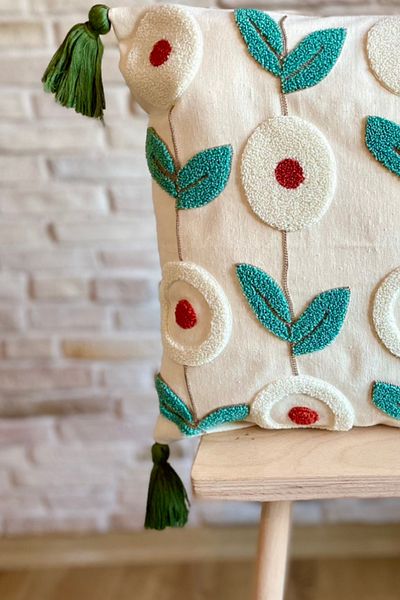 SWITA Single Decorative Special Design Punch Embroidered Throw Pillow Cover