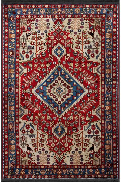 Rugs Modern Halı Διακοσμητικό χαλί vintage με θέμα το μπορντό, πολύχρωμο, με ...