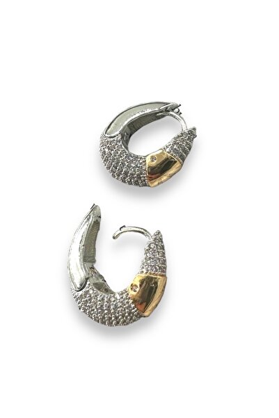 Finery by Nerrs Gold detaylı zirkon taşlı oval küpe