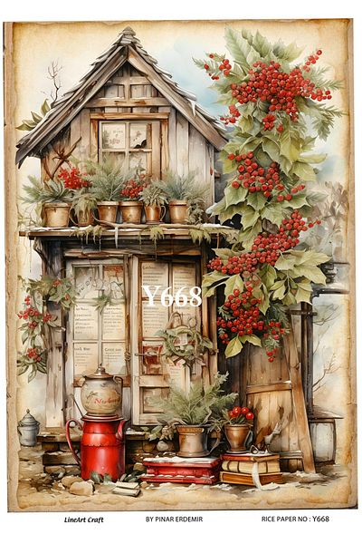 LİNEART Brass Patterned LineArt Decopage Paper - LA-Y668