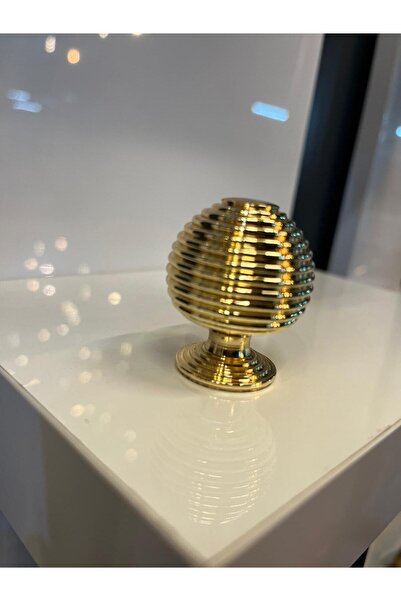 Emaks Μεταλλική λαβή με κουμπί στο λαιμό Διάμετρος 34 χιλιοστά Χρυσό κάλυμμα ντουλαπιού Μοντέρνο συρτάρι Έπιπλο Λαβή Μονάδα τηλεόρασης