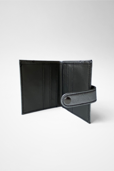 Yuka Atelier Shiny Faux Leather Wallet with Card Holder Detail