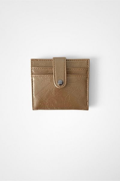 Yuka Atelier Shiny Faux Leather Wallet with Card Holder Detail