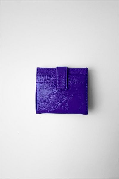 Yuka Atelier Shiny Faux Leather Wallet with Card Holder Detail