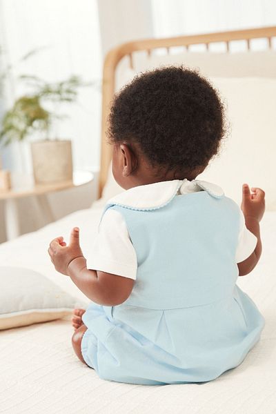 Next Baby 100% Cotton Pale Blue Smart Salopet Body Socks Set of 3