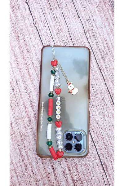 Atolye Ferda New Year Themed Snowman Figured Phone Strap Phone Charm