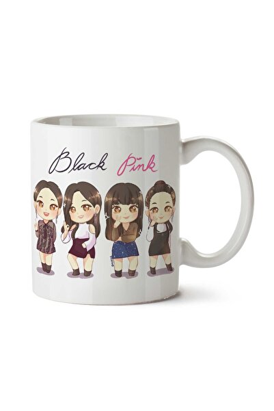 ART HEDİYE كوب مطبوع عليه شخصيات Blackpink باللون الأسود والوردي على الجانبين