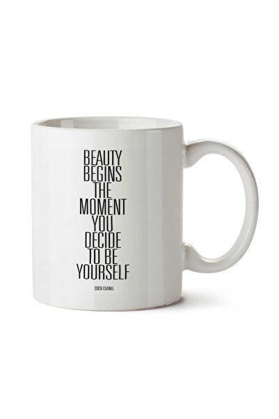 ART HEDİYE كوب BEAUTY BEGINS مطبوع على الجانبين