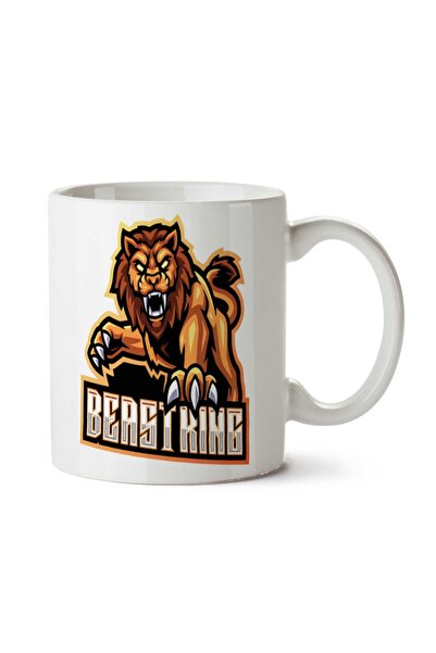ART HEDİYE كوب Beast King Lion.png مطبوع على الجانبين