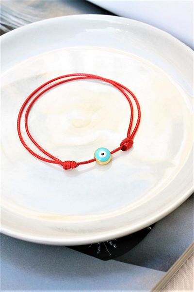 Neva RED STRING TURQUOISE MINELI EVIL EYE BRACELET