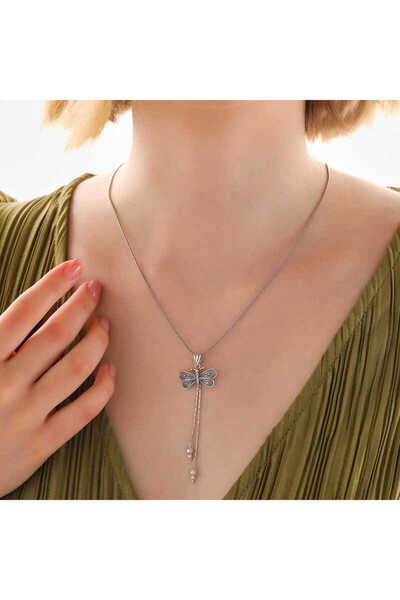 Ervanur 925 Ayar Gümüş Telkari Yusufçuk Kadın Kolye