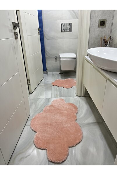 vescarpet station طقم سجادة حمام قطيفة مقطوعة بالليزر مكونة من قطعتين (60 × 1...