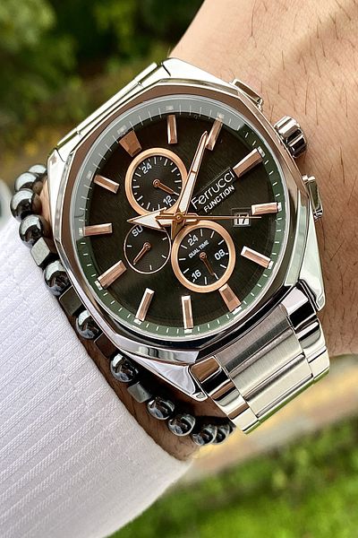 Ferrucci Steel Cord Men's Wristwatch, Active All Functions, 3 ATM Waterproof + Bracelet Gift