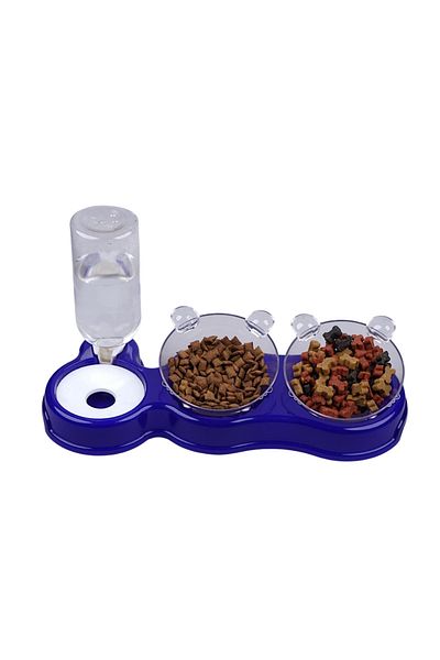 Glipet 3-Piece Feeding Set - Double Chamber Food and Water Bowl 500ml 36*21*16 Cm