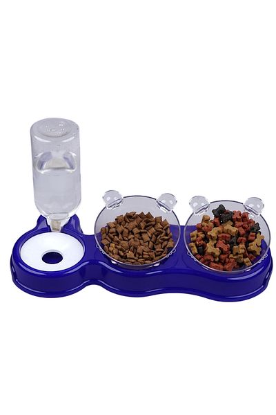 Glipet 3-Piece Feeding Set - Double Chamber Food and Water Bowl 500ml 36*21*16 Cm