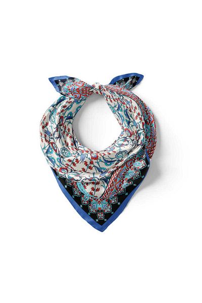 Bursa İpek Saks Tile Tulip Pattern Silky Handkerchief