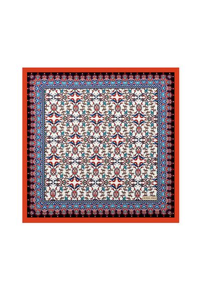 Bursa İpek Tulip Patterned Red Silky Handkerchief