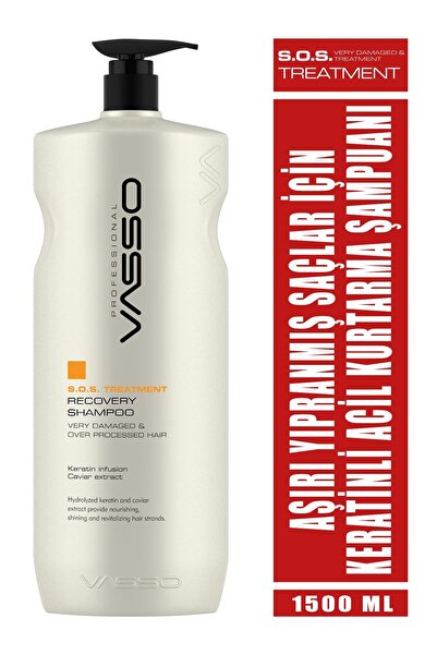 VASSO WOMEN Aşırı Yıpranmış Saçlar Için Keratinli Ve Havyar Ekstraklı Acil Kurtarma Bakım Şampuanı 1500 ml