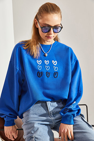 Bianco Lucci Női háromszálas, szívvel nyomtatott pulóver