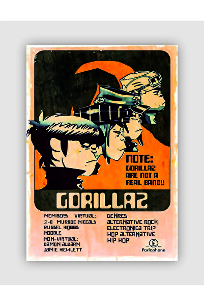 fırsatlar diyarı GORILLAZ Not: Gorillaz Are Not A Real Band!! Vintage Duvar P...