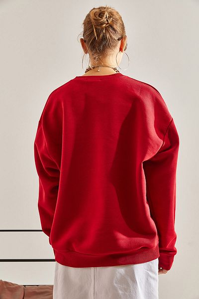 Bianco Lucci Damska bluza z trzema nitkami i nadrukiem w kształcie serca