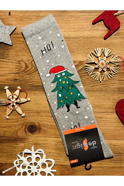 Beril Yamaç Design Studio Ciorapi roșii de Crăciun Ciorapi de Crăciun sub genunchi cu figură de om de zăpadă
