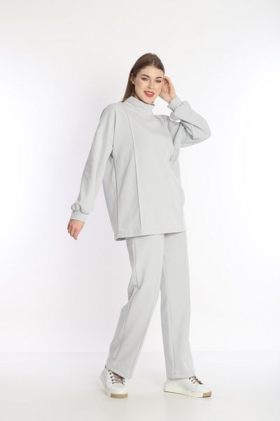 NEED LİFE Women's Double Cotton Fabric Hooded Comfortable Fit Stand Collar Tunic Tracksuit Set - ND 2356