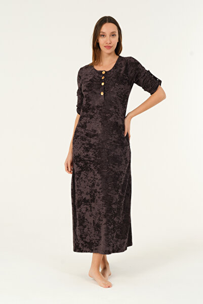 İntensive γυναικείο κοντομάνικο βελούδινο φόρεμα με κουμπιά