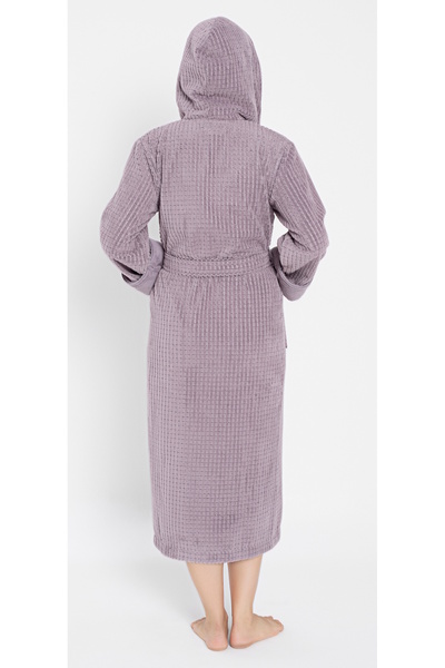 Nuşa Hooded Size Checked Bamboo Cotton Bathrobe